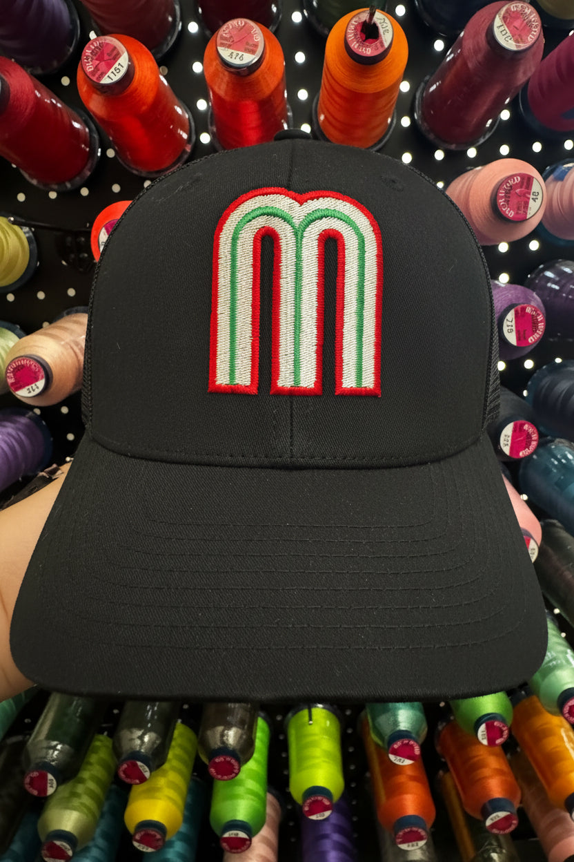 Mexico Tricolor Letter M Logo Embroidered on a Baseball Cap