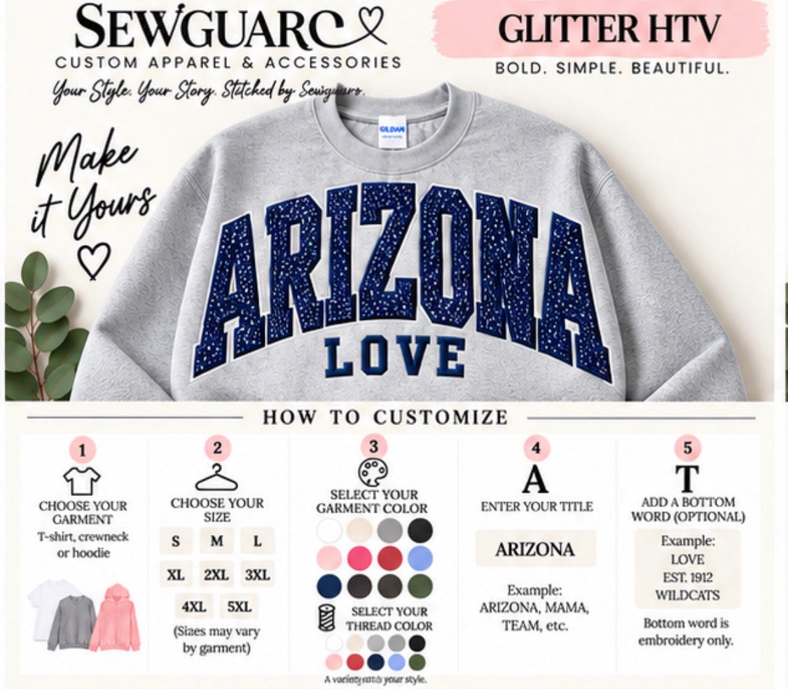 Custom Glitter HTV Appliqué Sweatshirt