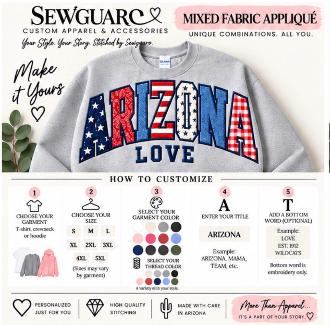 Custom Mixed Fabric Appliqué
