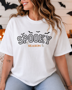 Spooky Season embroidered t-shirt in white with bats and ghost design