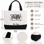 Teacher - Custom Embroidered Canvas Tote Bag