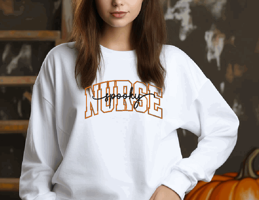 Spooky Nurse Embroidered Sweatshirt